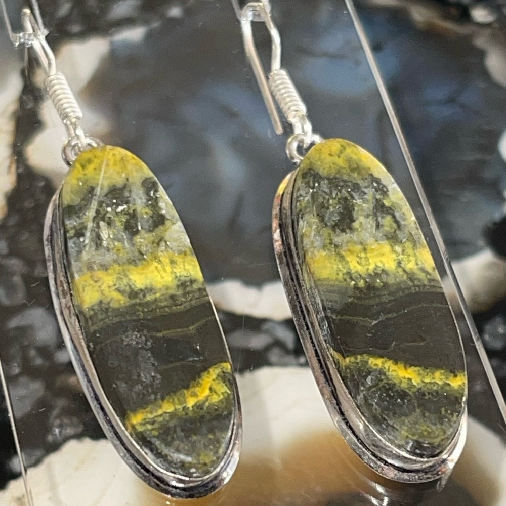 Indonesian Buzzing Bumblebee Jasper Earrings 2”